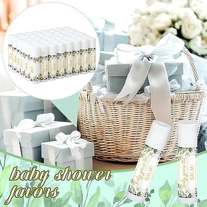 Siifert 50 PACK GREENERY BABY SHOWER LIP BALM FAVORS BULK BABY SHOWER PARTY SUPPLIES FOR GUESTS BOY GIRL BULK GENDER REVEAL PRIZES SOUVENIRS INSPIRATIONAL THANK YOU GIFTS LIPS BALM PARTY SUPPLIES - Image 2